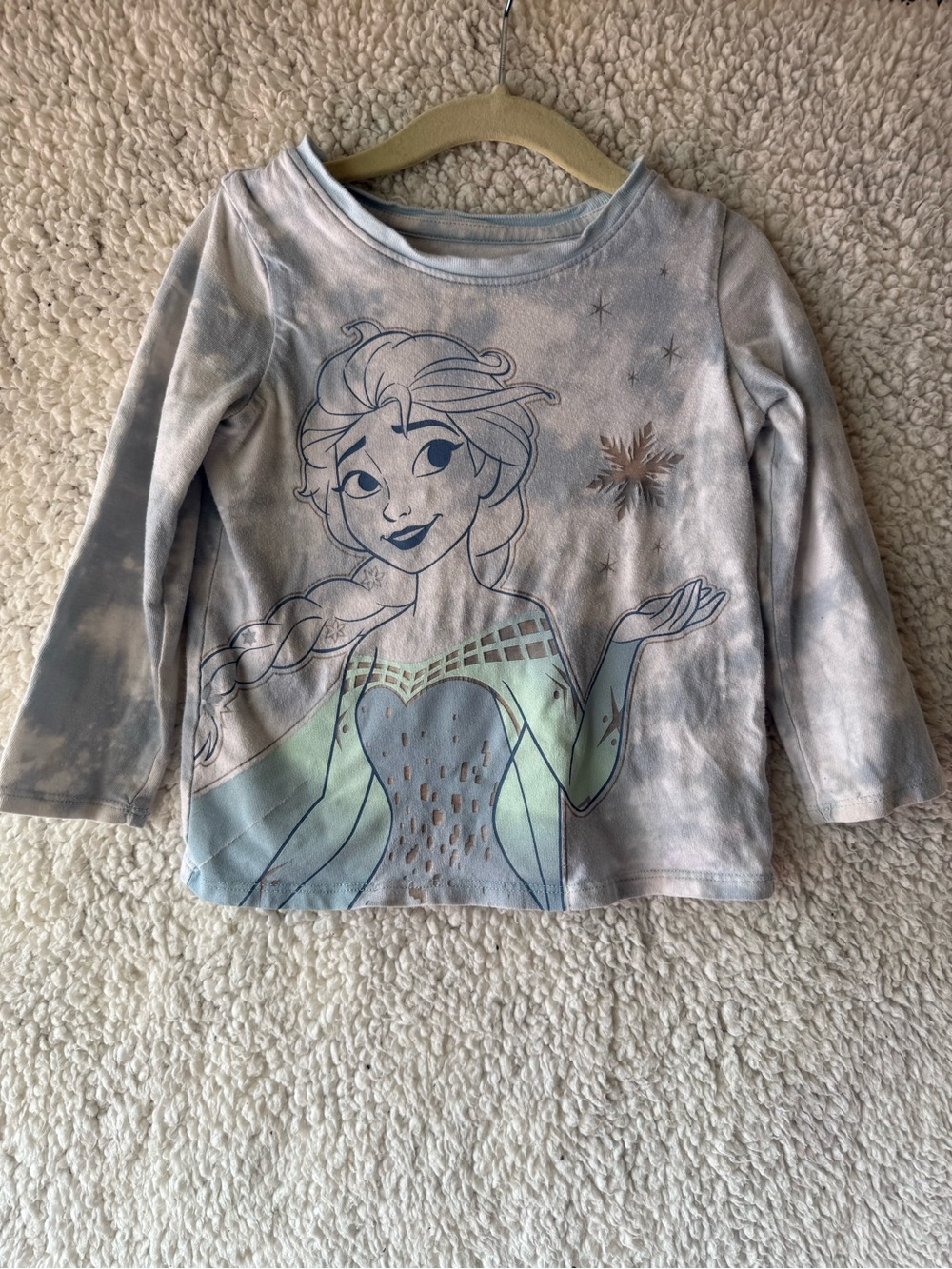 Disney x Jumping Beans ADAPTIVE Elsa Graphic Long-Sleeve - Light Blue & Silver